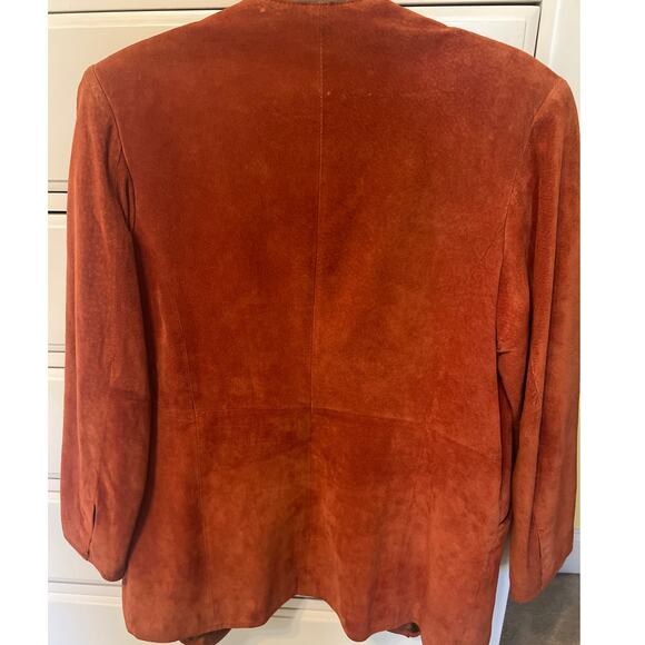 Vintage Hollies Burnt Orange Suede Leather Jacket Women's Coat Size 38 8 Boxy - Picture 11 of 12